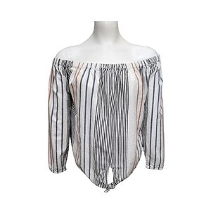 Roxy Top Crossing Stripes Off The Shoulder Top Pastel Relaxed Cotton sz M